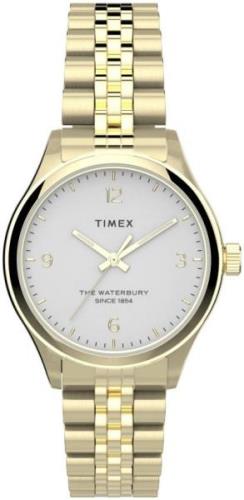 Timex Naisten kello TW2T74800 Valkoinen/Kullansävytetty teräs Ø34