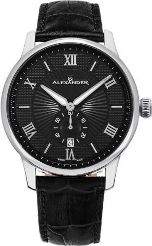 Alexander Miesten kello A102-02 Statesman Musta/Nahka Ø42 mm