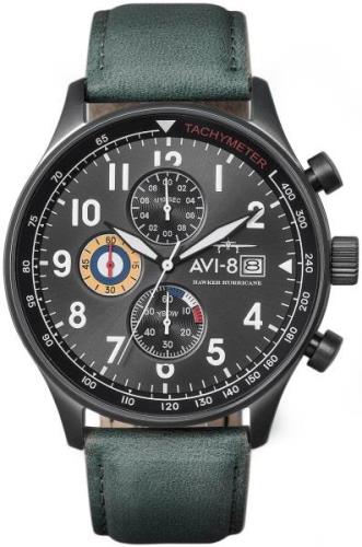 AVI-8 Miesten kello AV-4011-0D Hawker Hurricane Harmaa/Nahka Ø42 mm