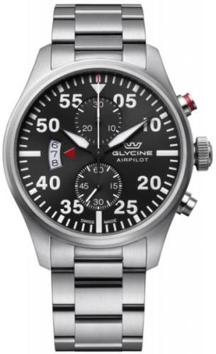 Glycine Miesten kello GL0355 Airpilot Chrono Musta/Teräs Ø44 mm