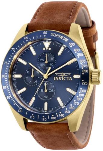 Invicta Miesten kello 38983 Aviator Sininen/Nahka Ø45 mm