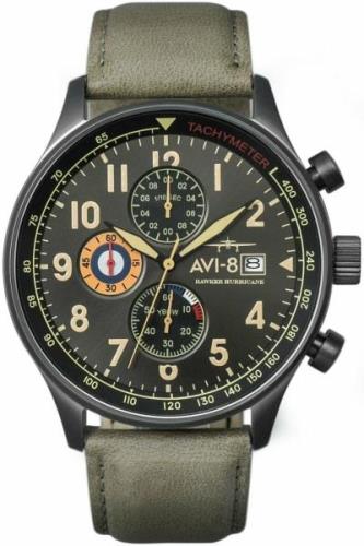 AVI-8 Miesten kello AV-4011-0E Hawker Hurricane Harmaa/Nahka Ø42 mm