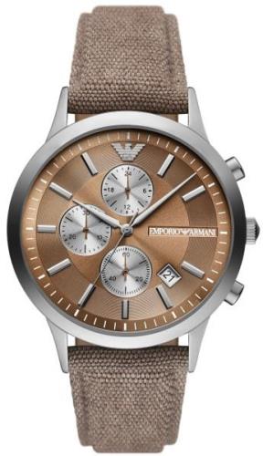 Emporio Armani Miesten kello AR11456 Renato Ruskea/Tekstiili Ø43 mm