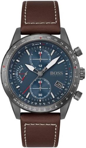 Hugo Boss Miesten kello 1513852 Pilot Sininen/Nahka Ø44 mm