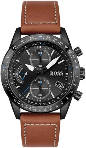 Hugo Boss Miesten kello 1513851 Pilot Musta/Nahka Ø44 mm