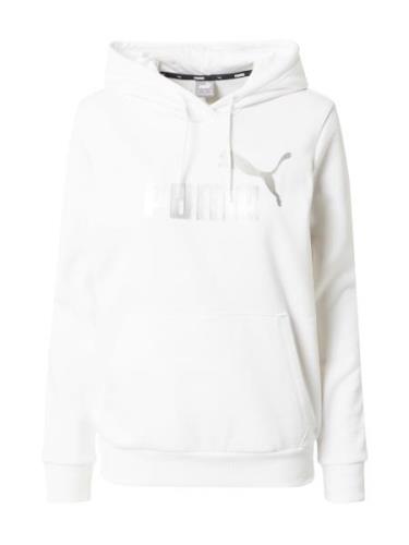 PUMA Urheilullinen collegepaita 'Essentials+'  hopea / valkoinen