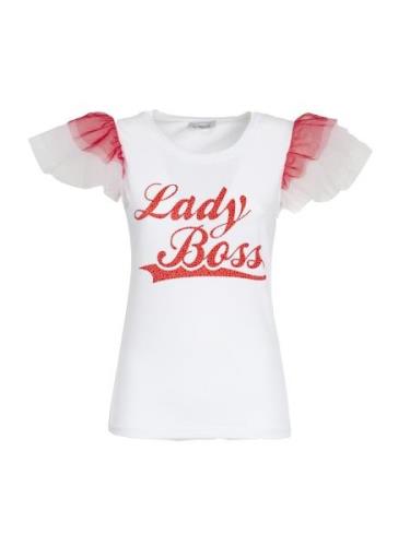 Influencer Paita 'Lady Boss'  punainen / valkoinen