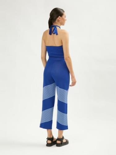 Influencer Housut 'Striped knit pants'  kuninkaallisen sininen / valko...