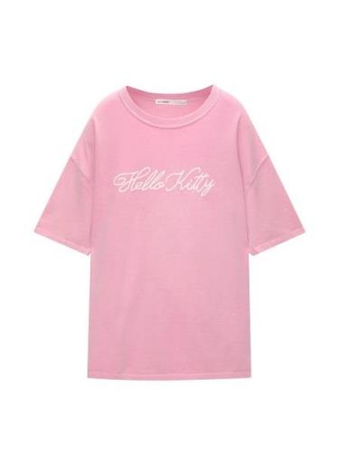 Pull&Bear Paita  vaaleanpunainen / valkoinen