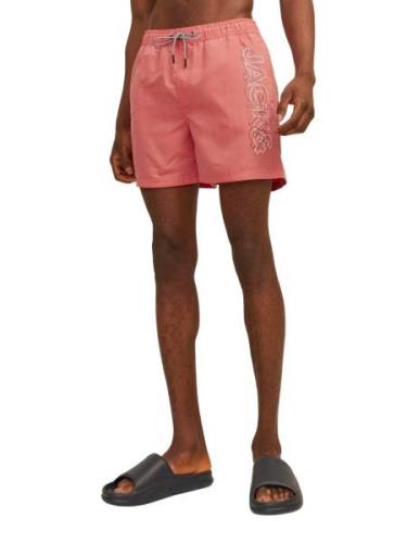 JACK & JONES Uimashortsit 'JPSTFiji'  koralli / musta / valkoinen