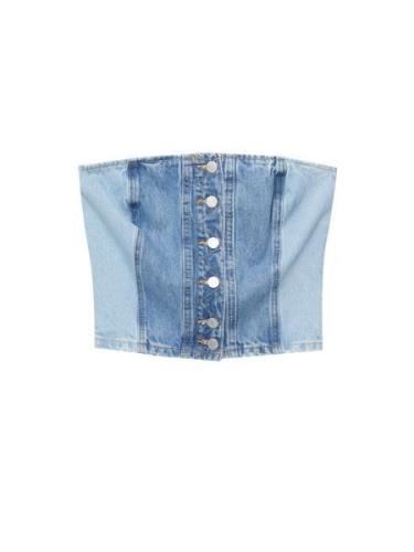 Pull&Bear Toppi  sininen denim / vaaleansininen