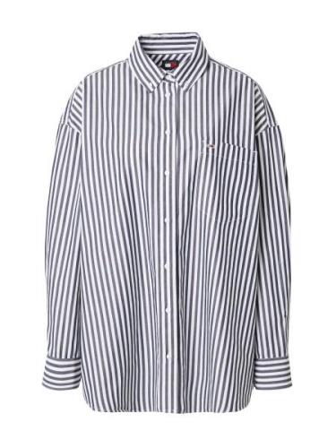 Tommy Jeans Pusero 'OVS PINSTRIPE'  sininen / punainen / valkoinen