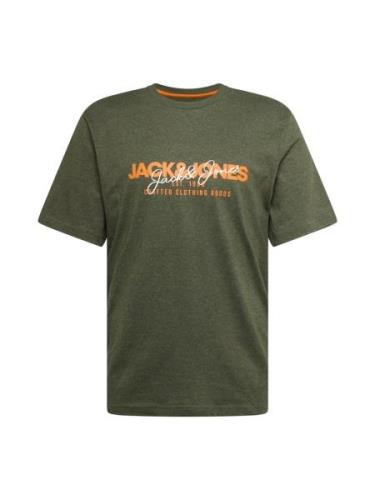 JACK & JONES Paita 'JJALVIS'  oliivi / tummanoranssi / valkoinen