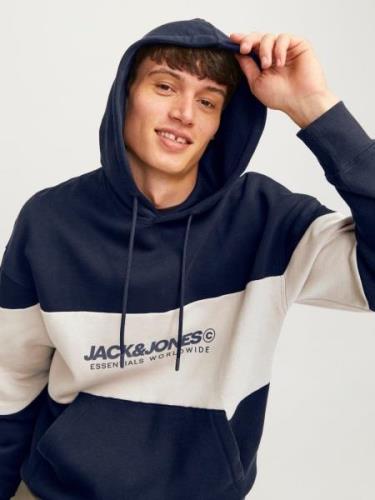 JACK & JONES Collegepaita 'JJELegacy'  marine / offwhite