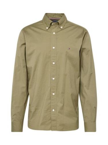 TOMMY HILFIGER Businesspaita 'FLEX'  khaki / punainen / valkoinen