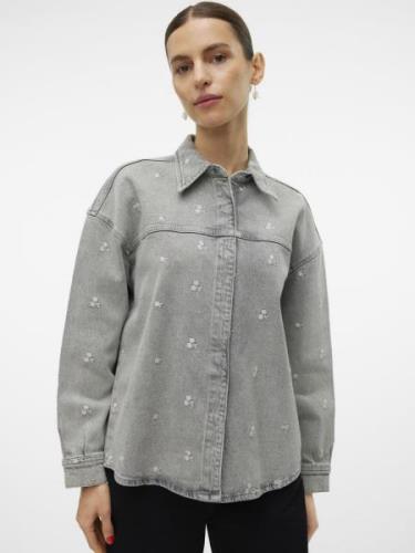 VERO MODA Pusero 'VMHayden'  harmaa denim / valkoinen