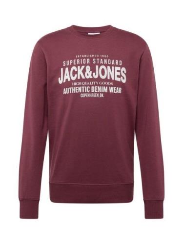 JACK & JONES Collegepaita 'JJJeans'  viininpunainen / valkoinen