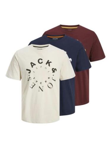 JACK & JONES Paita 'WARRIOR'  vaaleabeige / tummansininen / viininpuna...