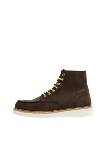 SELECTED HOMME Nauhabootsit 'SLHTEO'  tummanruskea