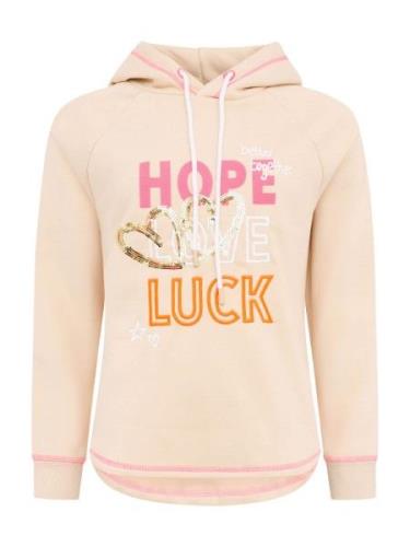 Zwillingsherz Collegepaita 'Hope Love Luck'  beige / oranssi / vaalean...