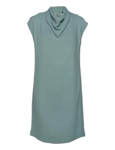 Crêpe Dress With A Waterfall Collar Blue Esprit Collection