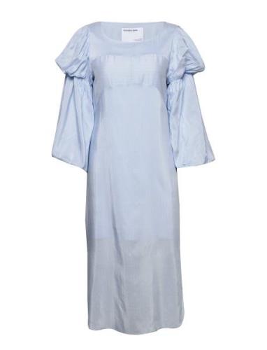 Straight Midi-Length Dress With Voluminous Sleeves Blue DESIGNERS, REM...