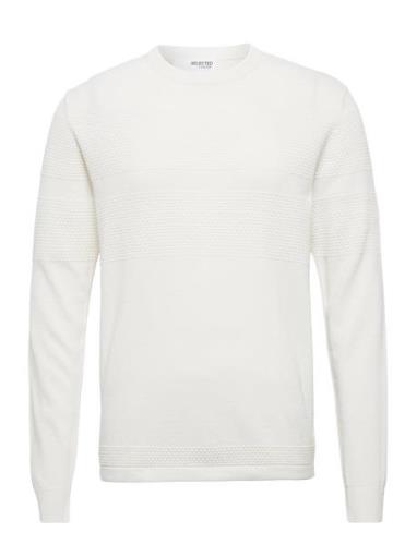 Slhmaine Ls Knit Crew Neck W Noos White Selected Homme