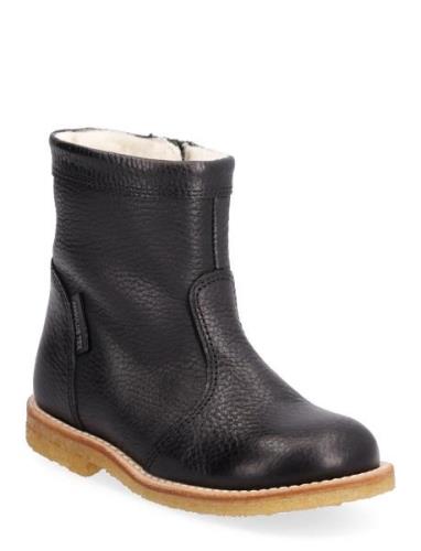 Boots - Flat - With Zipper Black ANGULUS