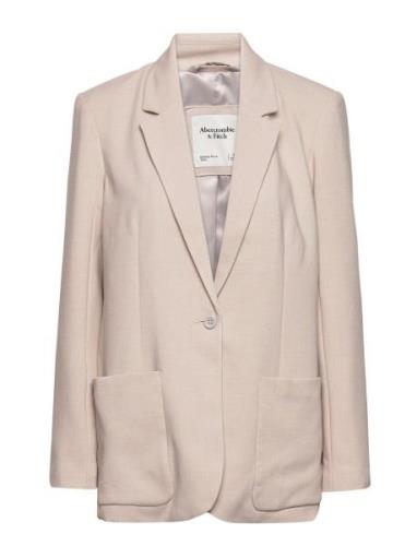 Anf Womens Outerwear Beige Abercrombie & Fitch
