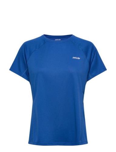 Women Sports T-Shirt With Chest Print Blue ZEBDIA