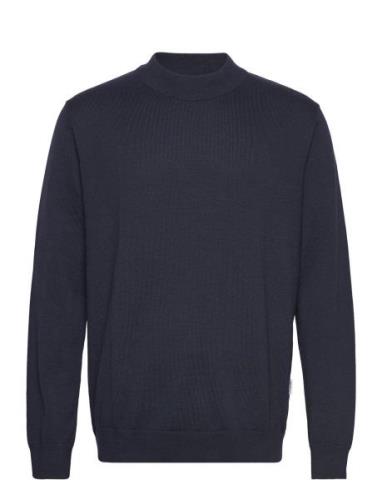 Slhrobert Ls Knit Mock Neck Navy Selected Homme