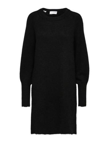 Slflulu Ls Knit Dress O-Neck Black Selected Femme
