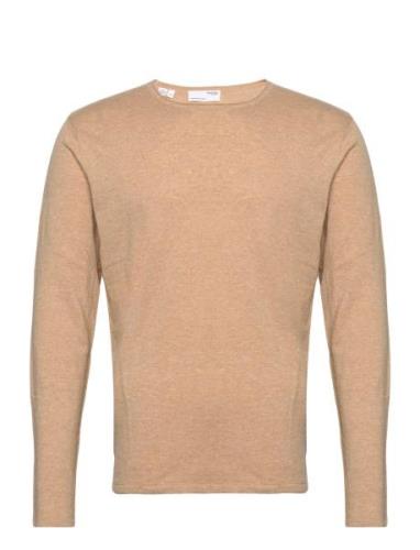 Slhrome Ls Knit Crew Neck Noos Beige Selected Homme