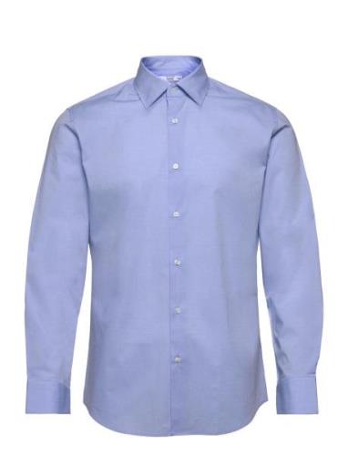 Slim Fit Stretch Cotton Suit Shirt Blue Mango