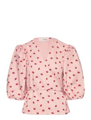 Rebekka Wrap Blouse Pink A-View