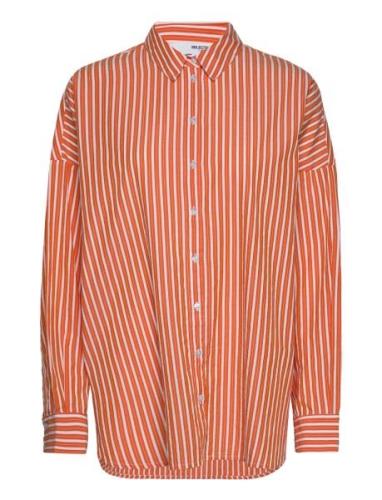 Slfemma-Sanni Ls Striped Shirt Noos Orange Selected Femme