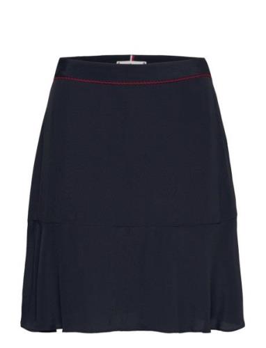 Vis Crepe Solid Short Skirt Navy Tommy Hilfiger