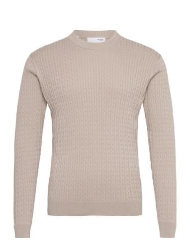 Slhmadden Ls Knit Cable Crew Neck B Beige Selected Homme