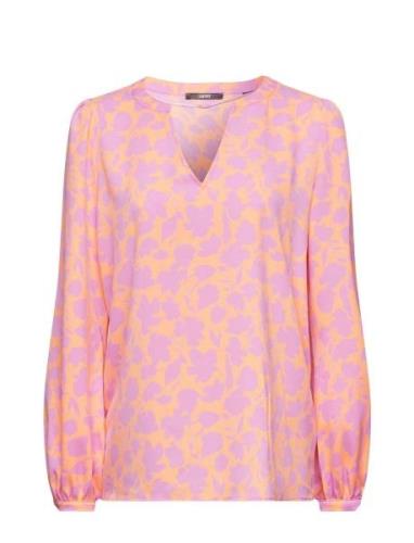Crepe Blouse With All-Over Pattern Pink Esprit Collection