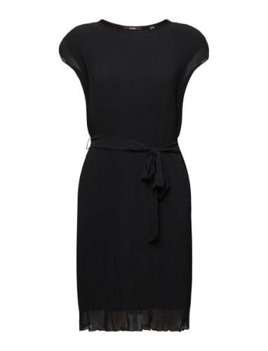 Sleeveless Mini Dress With Plissé Pleats Black Esprit Collection
