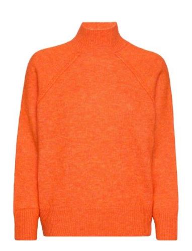 Turtleneck Sweater With Seams Orange Mango