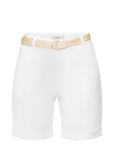 Shorts With Braided Raffia Belt White Esprit Casual