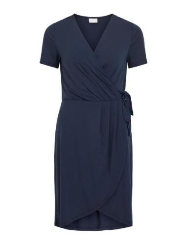 Vinayeli S/S Knee Wrap Dress/Su - Noos Navy Vila