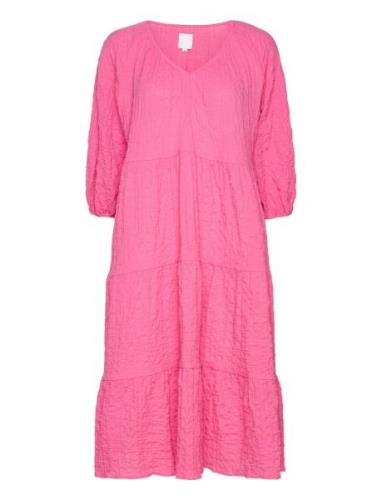 Kajo Crinkled Midi Dress Pink Hálo