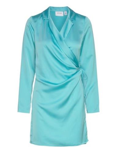 Vijohanna L/S Wrap Short Dress/Dc/Su Blue Vila