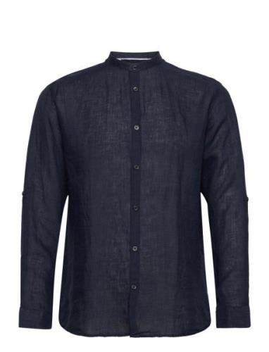 Slhregkylian-Linen Shirt Ls Band Navy Selected Homme