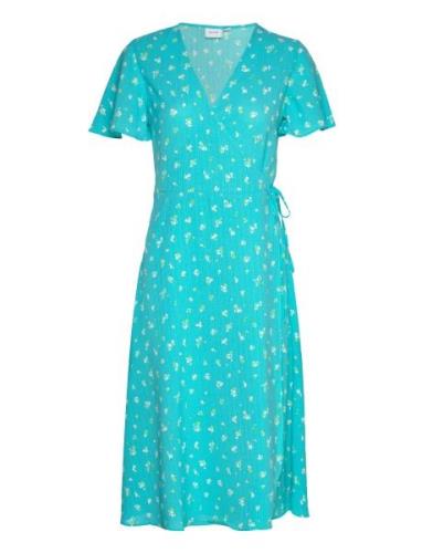 Vilovie S/S Wrap Midi Dress/Su - Noos Blue Vila