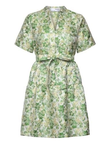 Slfmoda Ss Short Jacquard Dress B Green Selected Femme