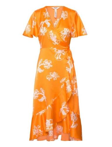 Objissy Papaya S/S Midi Wrap Dress 127 Orange Object