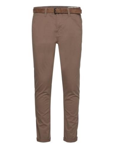 Slim Chino With Belt Brown Tom Tailor